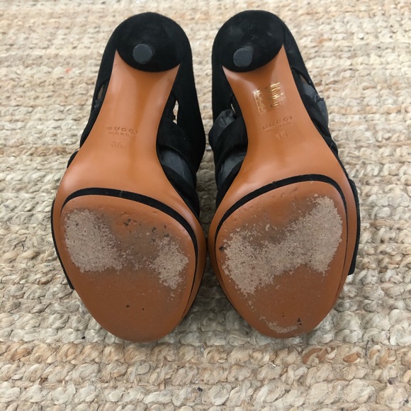 AUTHENTIC 🖤Gucci black suede platform heels - Picture 4 of 5